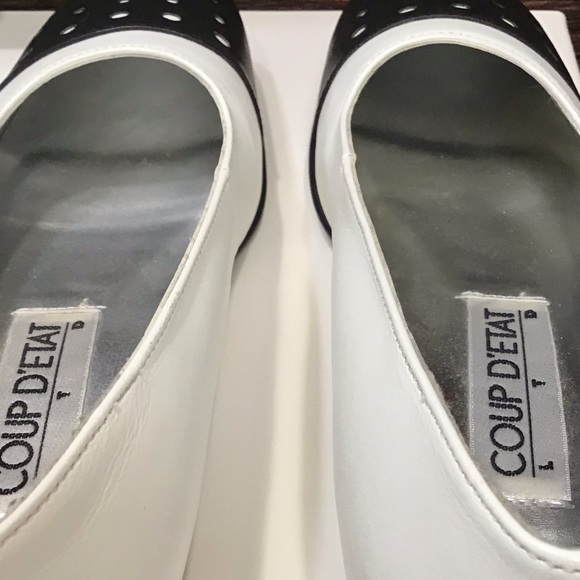 NWOT 80s Vintage Leather Ballet Flat Slip on Shoe Capped Toe White SZ 6 - Picture 11 of 16